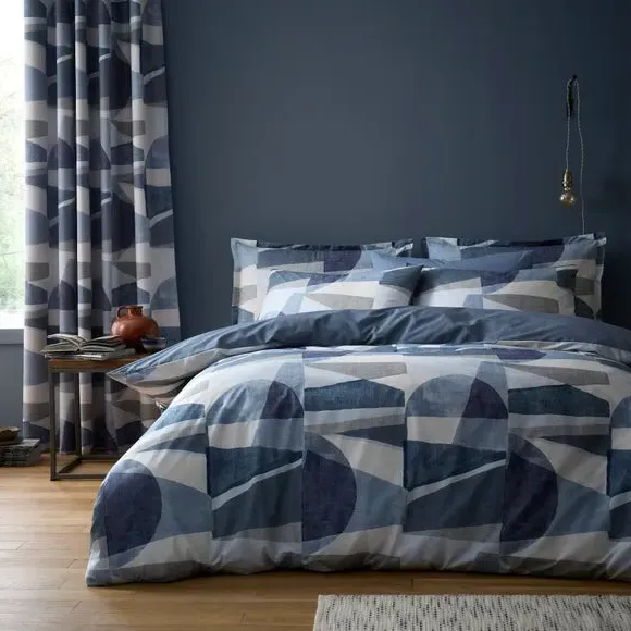 Bronte Geo Duvet Cover & Pillowcase Set - Blue, Polycotton product