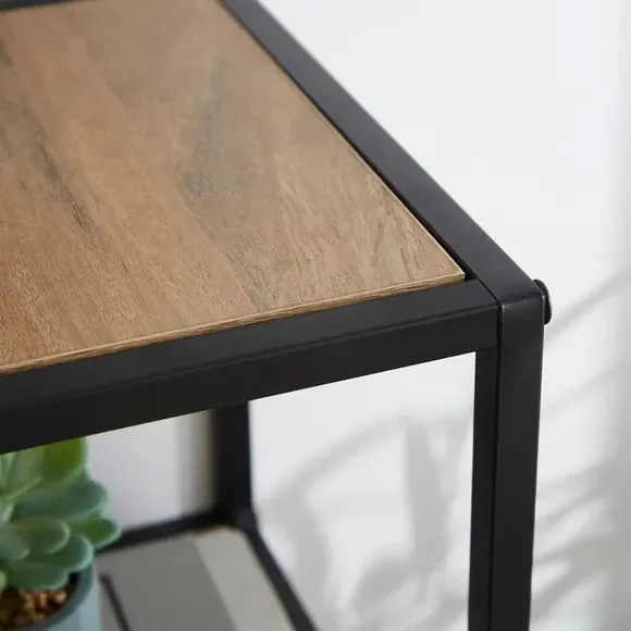 Cube Wall Shelf - Black, Oak Effect alternate view