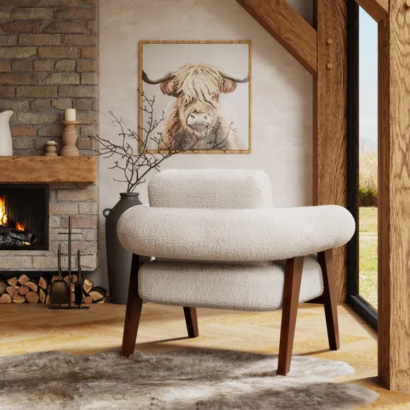 Accent Chair with Curved Design - Cream, Borg alternate view