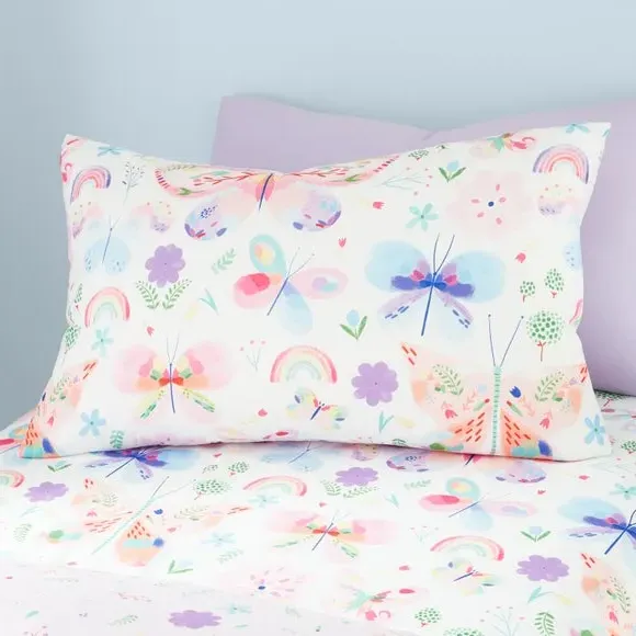 Painted Butterfly Duvet Cover and Pillowcase Set - Pink alternate view