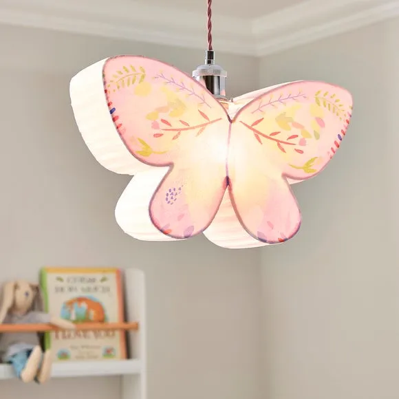 Butterfly Easy Fit Pendant Shade - Pink, Paper product