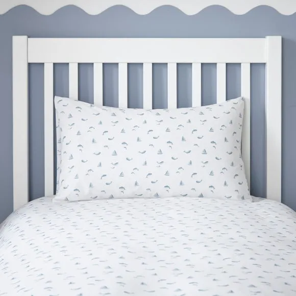 By The Sea Duvet Cover and Pillowcase Set - Pale Blue, Organic Cotton alternate view