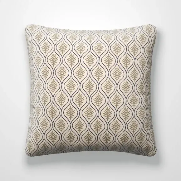 Cushion Cover with Geometric Print - Sand, Cotton alternate view