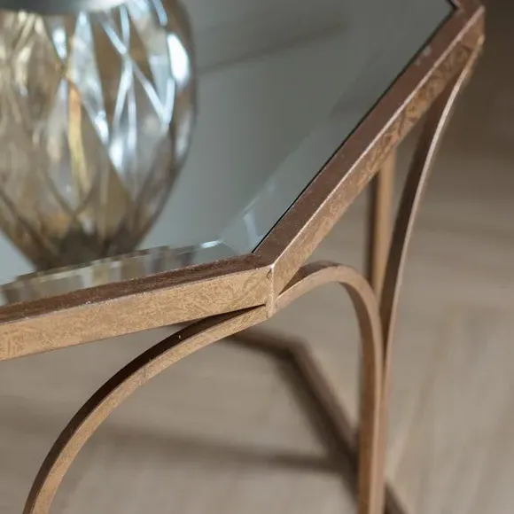 Camber Octagonal Coffee Table - Gold, Glass alternate view