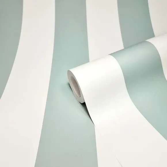 Striped Wallpaper with Pearlescent Highlights - Blue alternate view