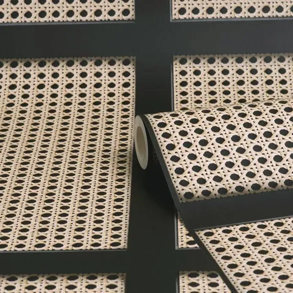 Cane Panel Wallpaper 3D Effect - Black alternate view