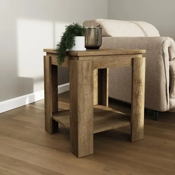 Side Table with Shelf - Natural, Oak alternate view