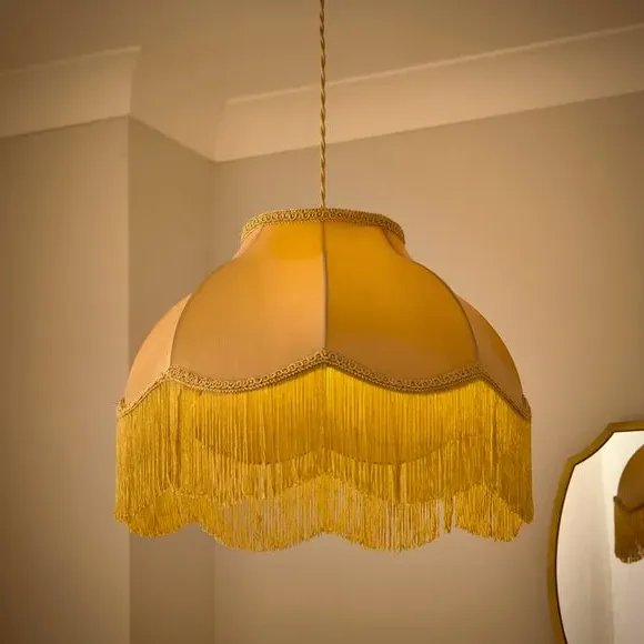 Carmona Fringed Lamp Shade - Amber Gold, Polyester alternate view