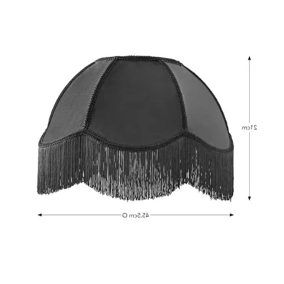 Carmona Fringed Lamp Shade - Bottle Green, Velvet by Dunelm, image 4