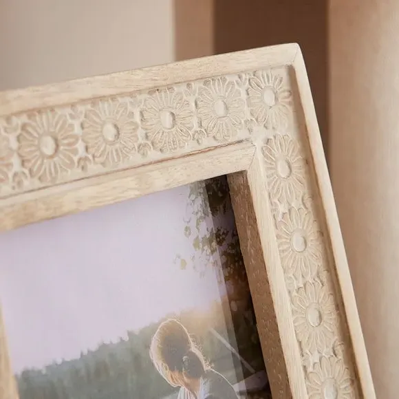 Carved Freestanding Photo Frame - Natural, Mango Wood alternate view
