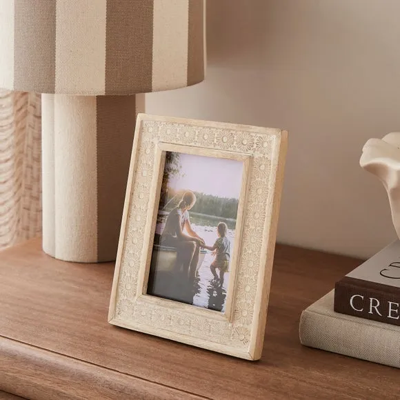 Carved Freestanding Photo Frame - Natural, Mango Wood product