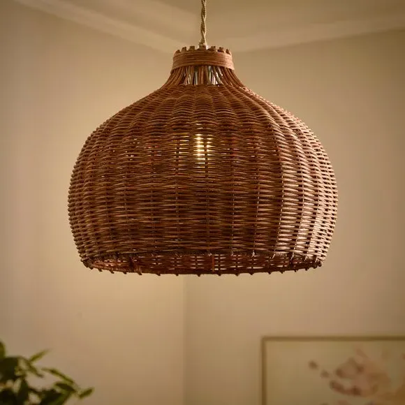 Carvelle Dome Pendant Shade - Walnut, Rattan alternate view