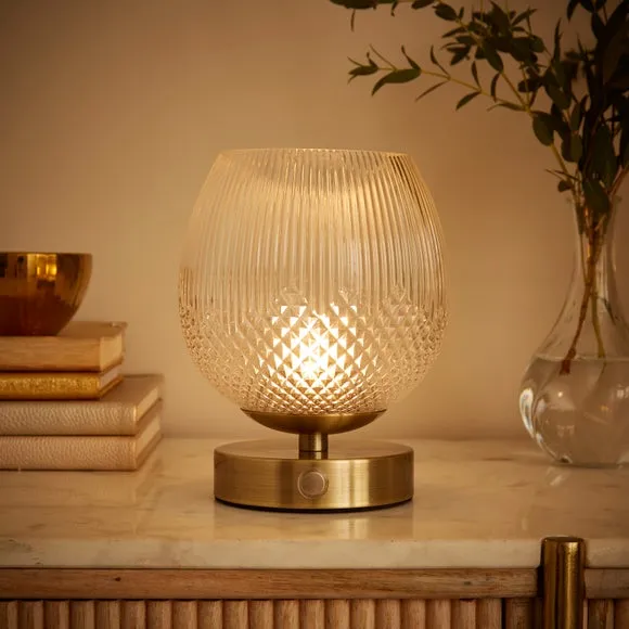 Cassia Rechargeable Touch Dimmable Table Lamp - Gold, Glass alternate view