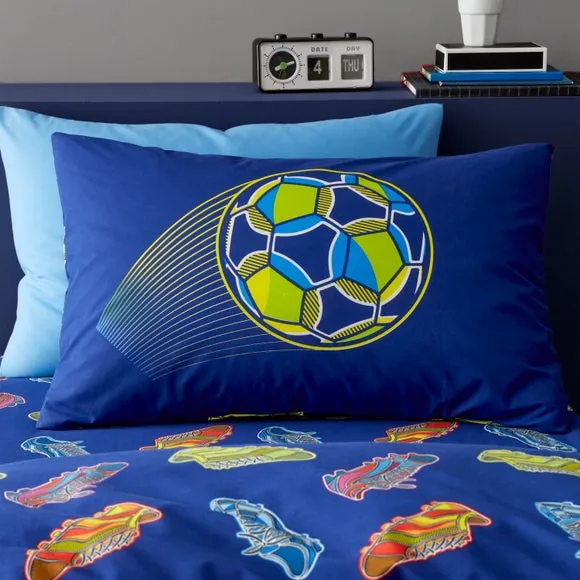 Bright Football Duvet Cover and Pillowcase Set - Navy Blue alternate view