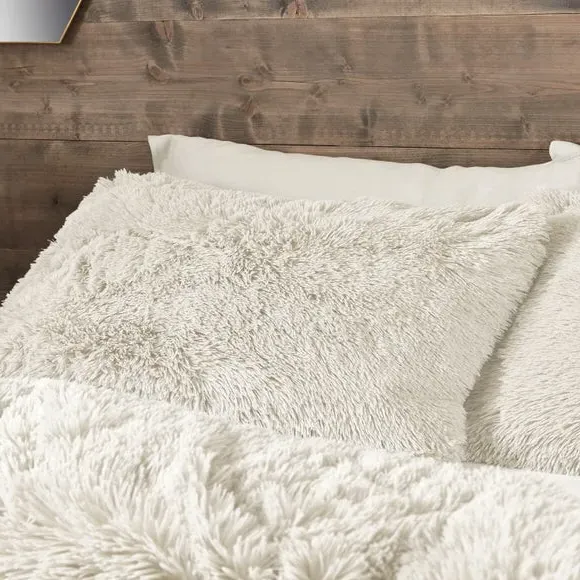 Duvet Cover Set Reversible - Cream, Faux Fur alternate view