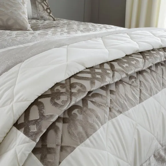 Lattice Cut Velvet Bedspread - Natural alternate view