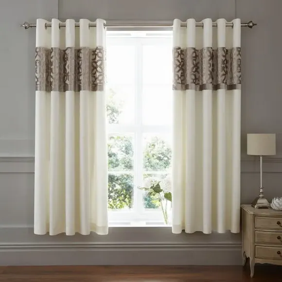 Eyelet Curtains with Lattice Cut - Natural, Velvet alternate view