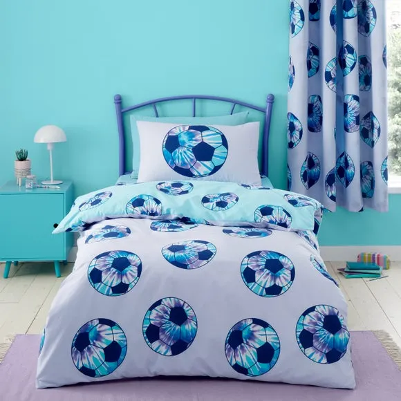 Tie Dye Football Duvet Set - Purple, Polycotton alternate view