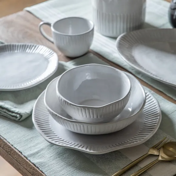 Pack of 4 Organic Ridged Pasta Bowls - White, Porcelain alternate view