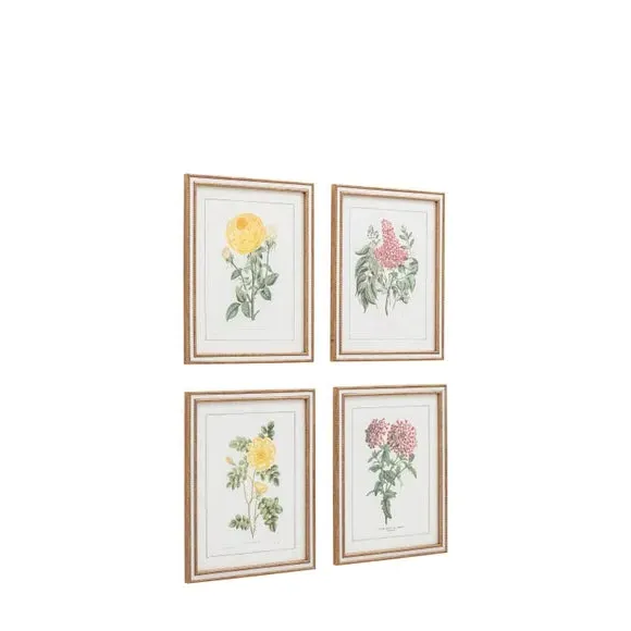 Set of 4 Framed Prints Floral - Green, Natural by Dunelm, image 4
