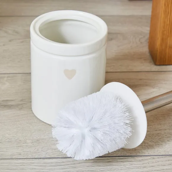 Heart Toilet Brush with Holder - White, Ceramic alternate view