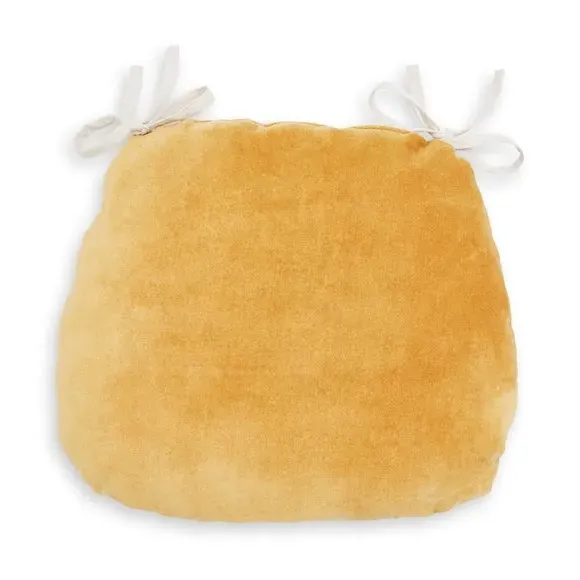 Chair Seat Pad with Ties - Ochre, Cotton Velvet by Dunelm, image 2