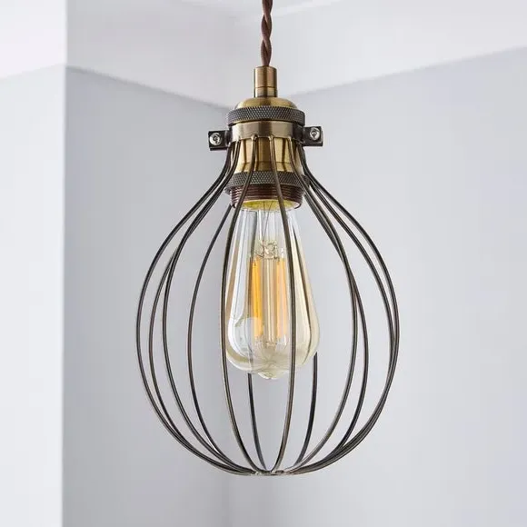 Charlie Industrial Bulb Cage - Antique Brass, Metal alternate view