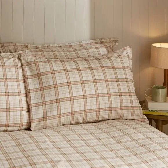 Denton Check Duvet Cover & Pillowcase Set - Blush, Cotton alternate view