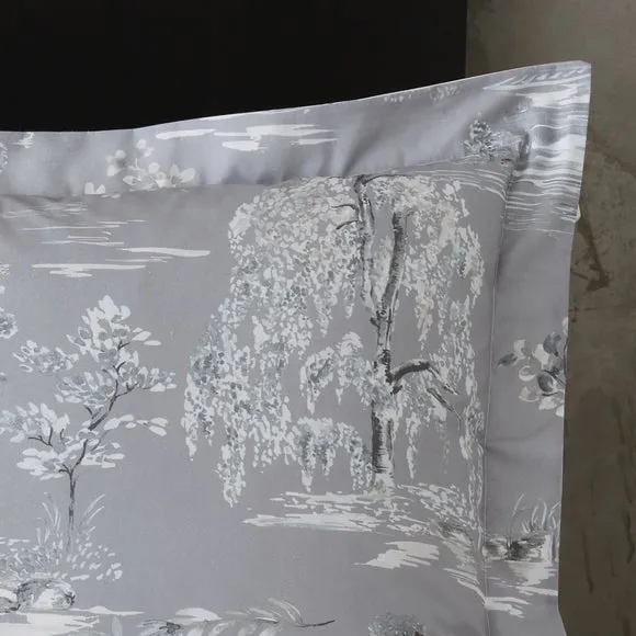 Oxford Pillowcase with Chinoiserie - Grey alternate view