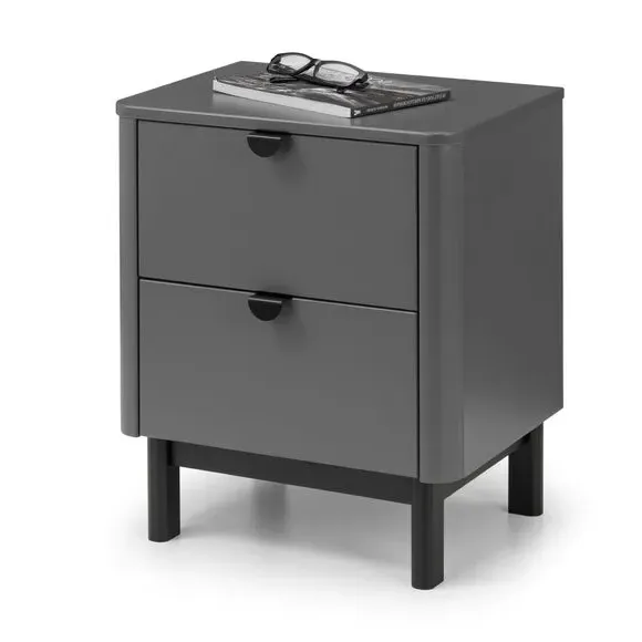 2-Drawer Bedside Table - Grey, Wood alternate view