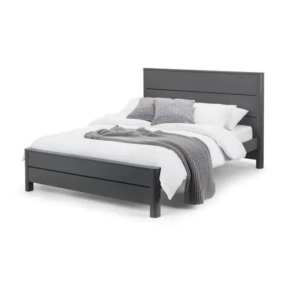 Bed Frame with Rounded Corners - Grey, Wood alternate view