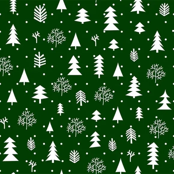 Christmas Tree PVC Fabric by the Metre - Green