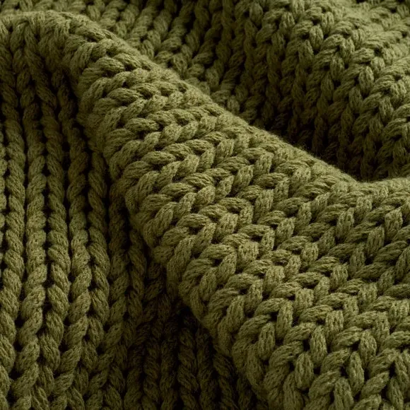 Chunky Knit Throw Blanket - Olive Green alternate view