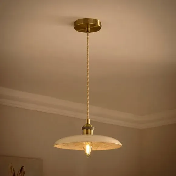 Fawsley Fern Adjustable Pendant Light - Off-White, Ceramic alternate view