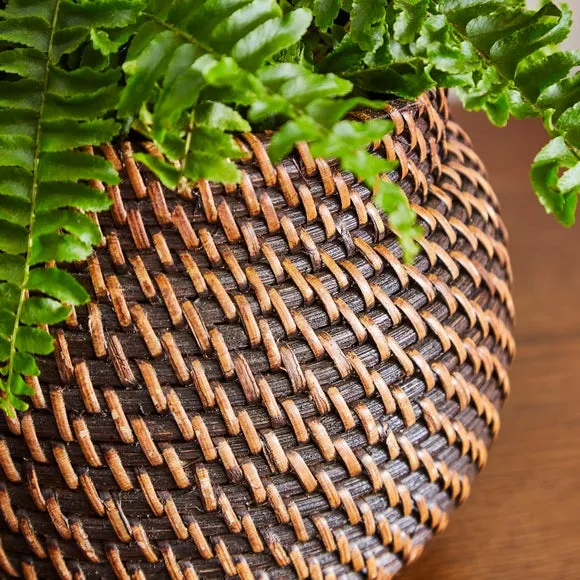 Round Plant Pot - Brown, Woven Rattan alternate view