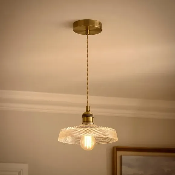 Shilton Adjustable Pendant Light - Gold, Pressed Glass alternate view