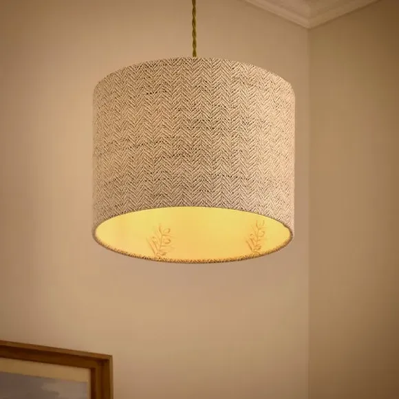 Swithland Herringbone Lamp Shade - White, Polyester by Dunelm, alternate view