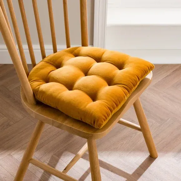 Clara Round Back Seat Pad - Amber Gold, Cotton Velvet product