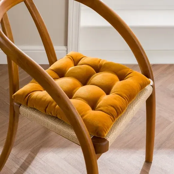 Clara Velvet Seat Pad - Amber Gold, Cotton product