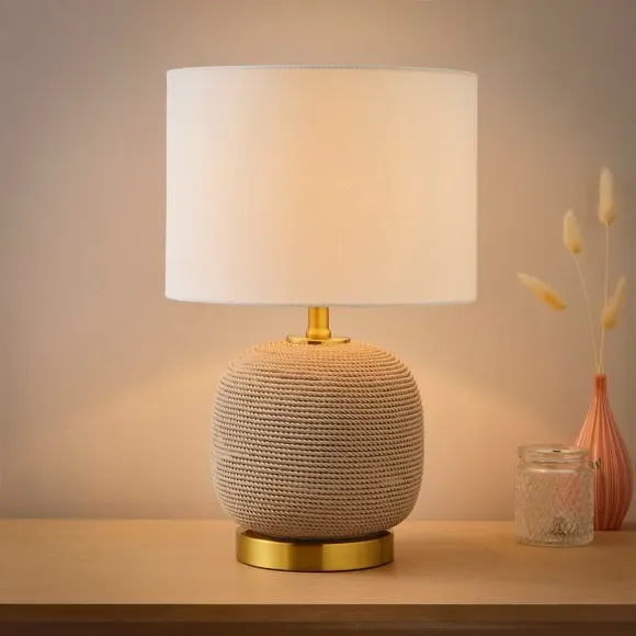 Table Lamp with Rope Base - Ivory, Linen alternate view