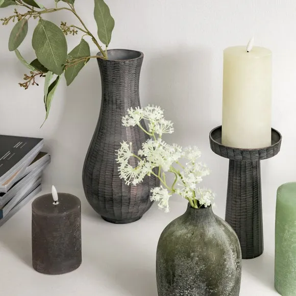 Clopton Antique Fluted Vase - Grey, Metal alternate view