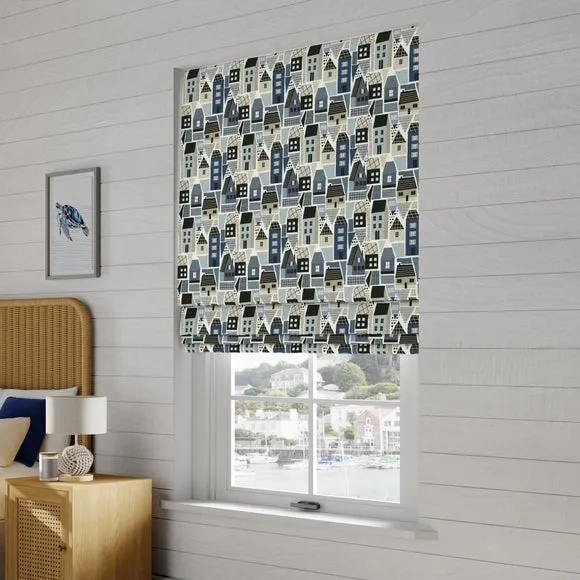 Made to Measure Roman Blind - Navy, Cotton by Dunelm, image 3