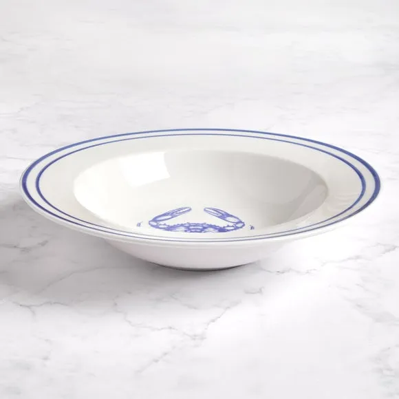 Large Bowl with Hand-Painted Rim - Blue, Porcelain alternate view