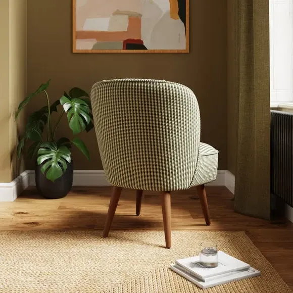 Elsie Bobble Chenille Cocktail Chair - Khaki Green alternate view