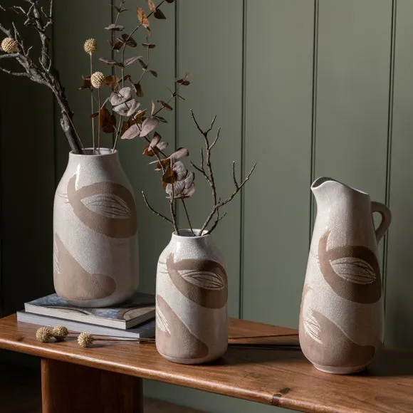 Colly Reactive Striped Stoneware Jug Vase - Brown alternate view