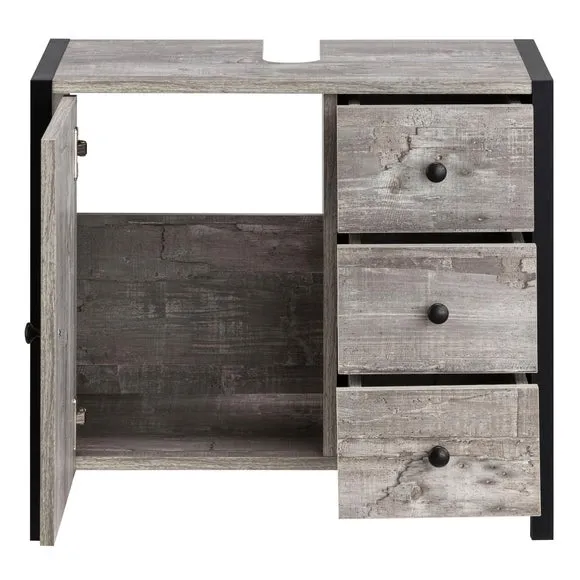Undersink Unit with Drawers - Grey, Wood Effect alternate view