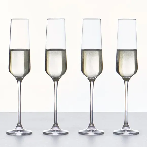 Connoisseur Set of 4 Crystal Champagne Flute Glasses - Clear