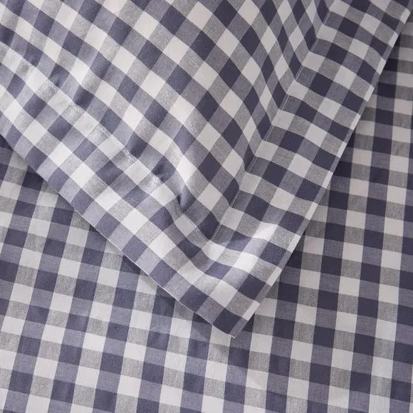 Portloe Continental Pillowcase Gingham - Folkstone Blue, Cotton by Dunelm, image 4
