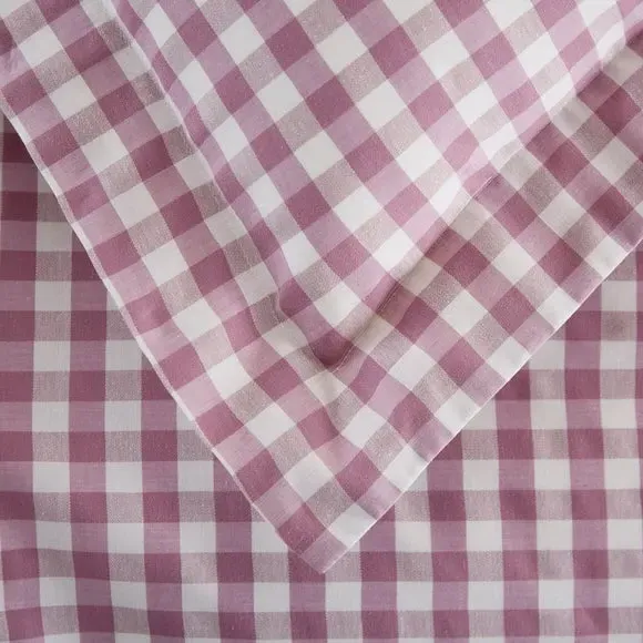 Portloe Continental Pillowcase Gingham - Lilac, Cotton by Dunelm, image 4