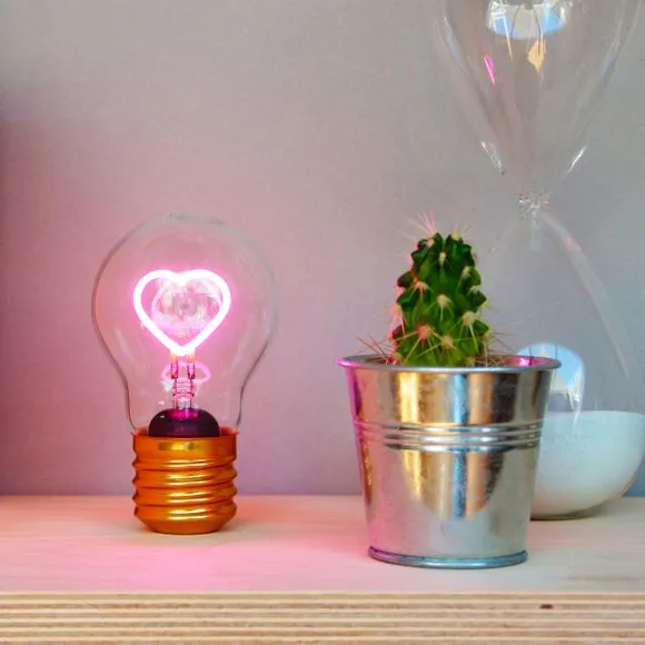 Heart Lightbulb Shaped Cordless Night Light - Pink alternate view